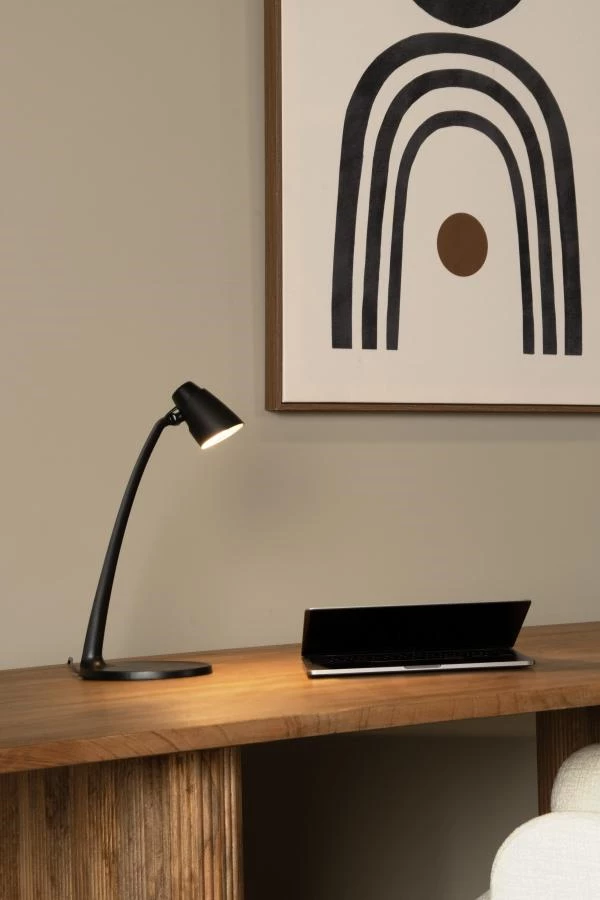 Lucide LUDO - Lampe de bureau - LED - 1x4,5W 3000K - Noir - ambiance 1